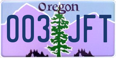 OR license plate 003JFT