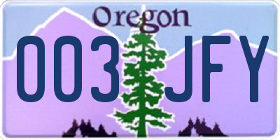 OR license plate 003JFY