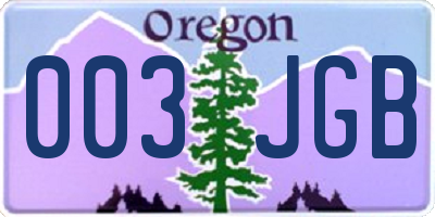 OR license plate 003JGB