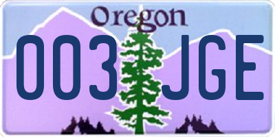 OR license plate 003JGE