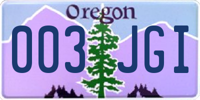 OR license plate 003JGI