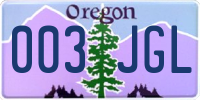 OR license plate 003JGL