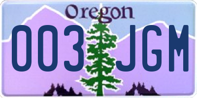 OR license plate 003JGM