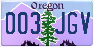 OR license plate 003JGV