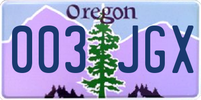 OR license plate 003JGX