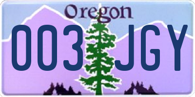OR license plate 003JGY