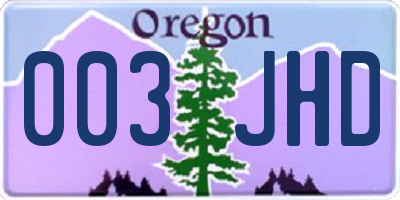 OR license plate 003JHD