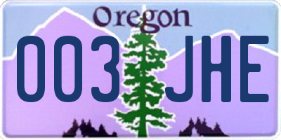 OR license plate 003JHE