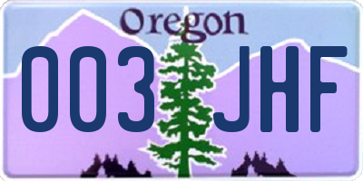 OR license plate 003JHF