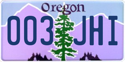 OR license plate 003JHI