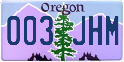 OR license plate 003JHM