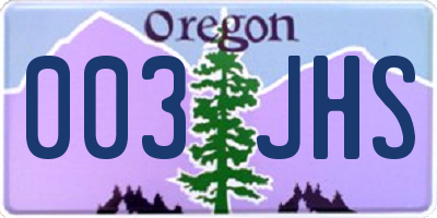 OR license plate 003JHS