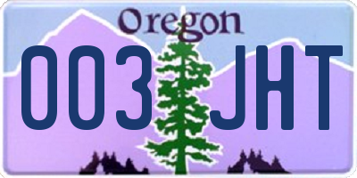 OR license plate 003JHT