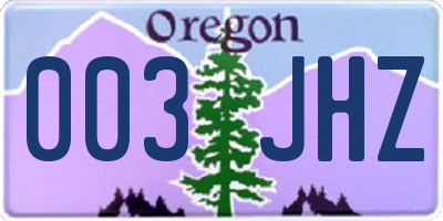 OR license plate 003JHZ