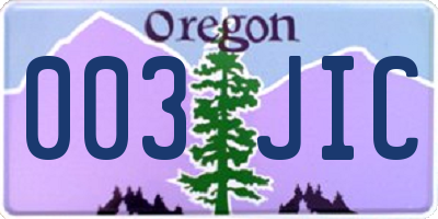 OR license plate 003JIC