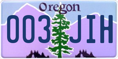 OR license plate 003JIH