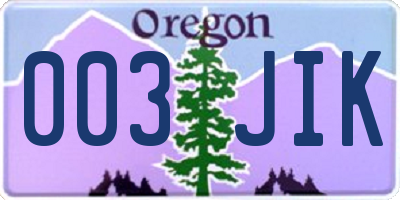 OR license plate 003JIK