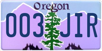 OR license plate 003JIR