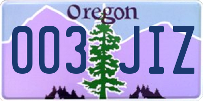 OR license plate 003JIZ