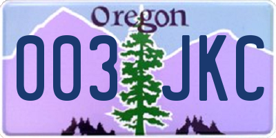 OR license plate 003JKC