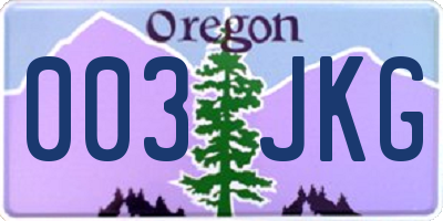 OR license plate 003JKG