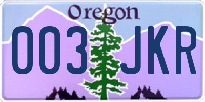 OR license plate 003JKR