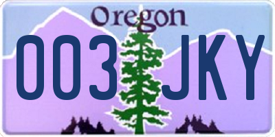 OR license plate 003JKY