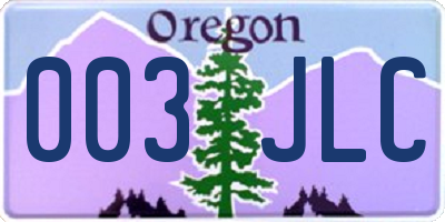 OR license plate 003JLC