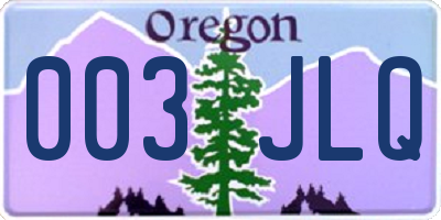 OR license plate 003JLQ