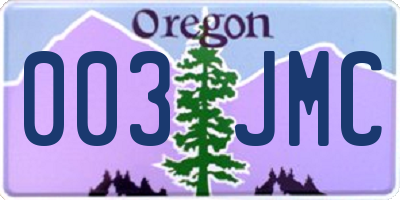 OR license plate 003JMC