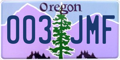 OR license plate 003JMF