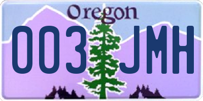 OR license plate 003JMH