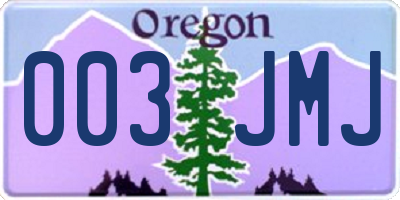 OR license plate 003JMJ