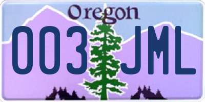 OR license plate 003JML