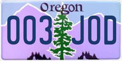 OR license plate 003JOD
