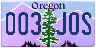 OR license plate 003JOS