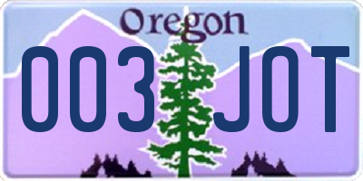 OR license plate 003JOT