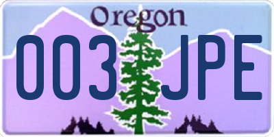 OR license plate 003JPE