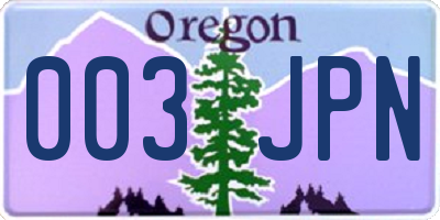 OR license plate 003JPN