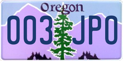 OR license plate 003JPO