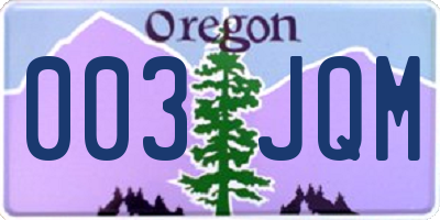 OR license plate 003JQM