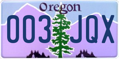 OR license plate 003JQX
