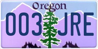 OR license plate 003JRE