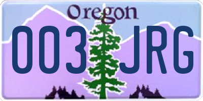 OR license plate 003JRG