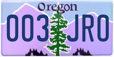 OR license plate 003JRO
