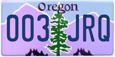 OR license plate 003JRQ