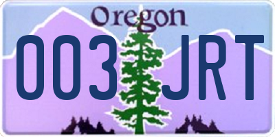 OR license plate 003JRT