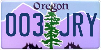 OR license plate 003JRY