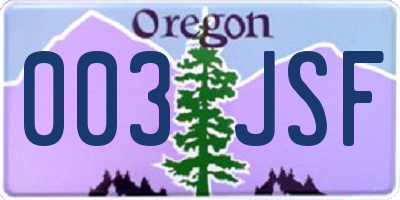 OR license plate 003JSF