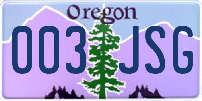 OR license plate 003JSG